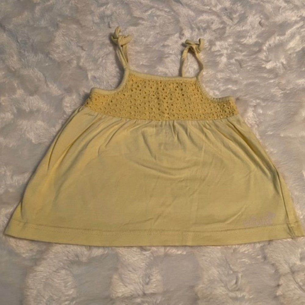 $8 ADD ON Roots 73 Girls Yellow Tank Top Sze 5T Cotton Crochet Detail Bow Straps